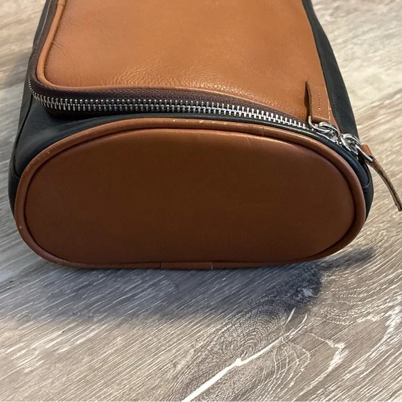 Genuine Leather Toiletry Case Men’s Brown & Black Travel Piece Organize Vacation - Picture 4 of 13